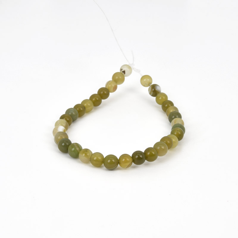 Намистини Агат оливковий, Натур. камінь, 6 мм, Круглі, 18 см (BUS-058051)
