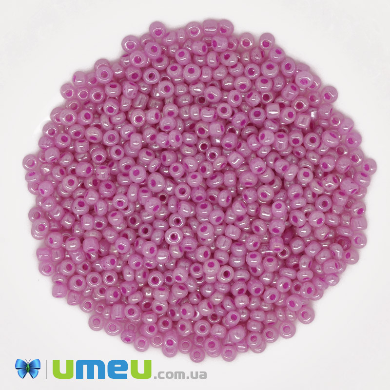 Бісер китайський середній, 8/0, Рожевий перламутровий, 3 мм (BIS-039291)