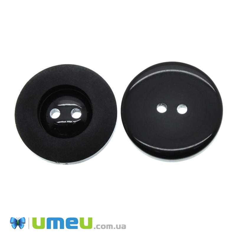 Гудзик пластиковий Круглий, 25 мм, Чорний (PUG-038637)