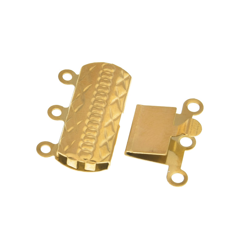 Замок-защіпка на 3 нитки з нержавіючої сталі, 19,5х14 мм, Золото (STL-057019)