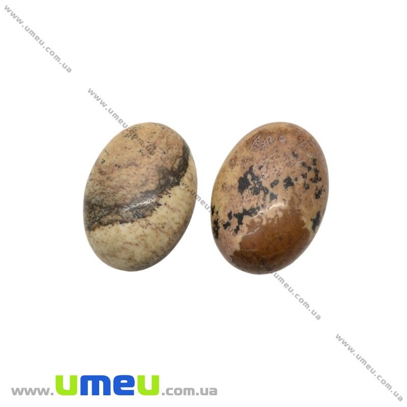 Кабошон нат. камінь Яшма пейзажна, Овал, 18х13 мм (KAB-025964)