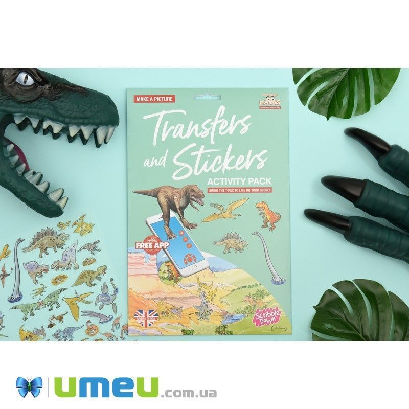 Набор переводных наклеек Scribble Down с онлайн приложением Динозавры (DIF-043420)