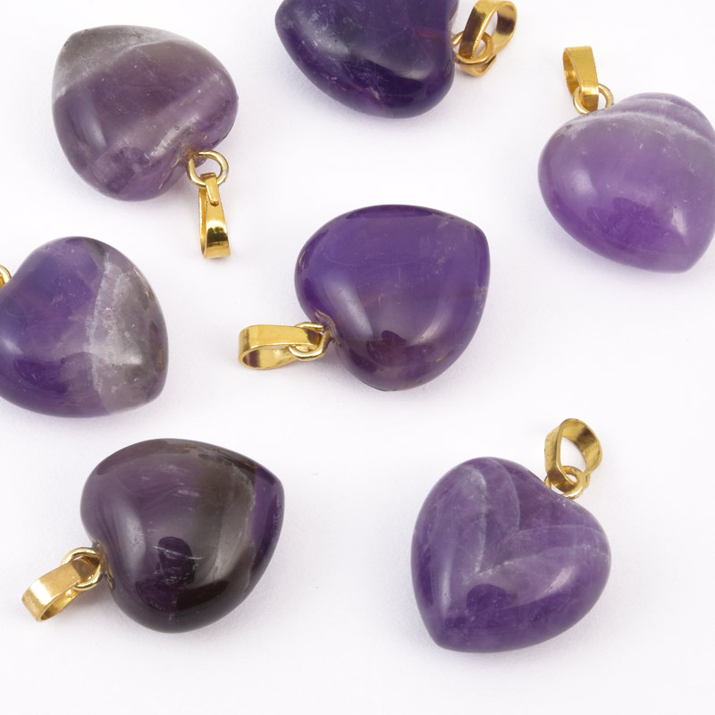 Підвіска Серце, Натур. камінь Аметист, 18х15х10 мм (POD-057919)