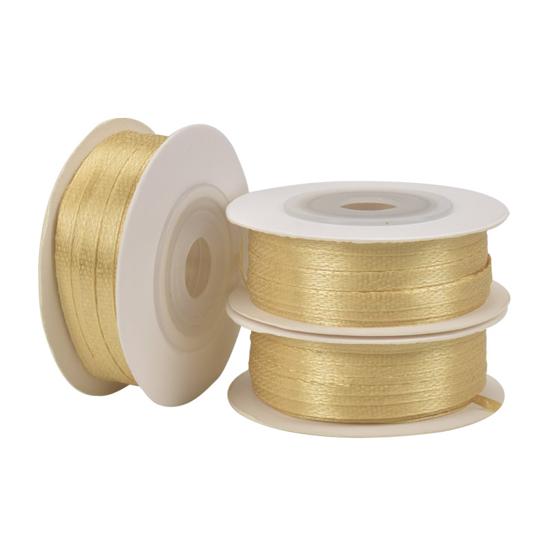 Атласная лента двухсторонняя, 3 мм, Золотистая (LEN-061044)