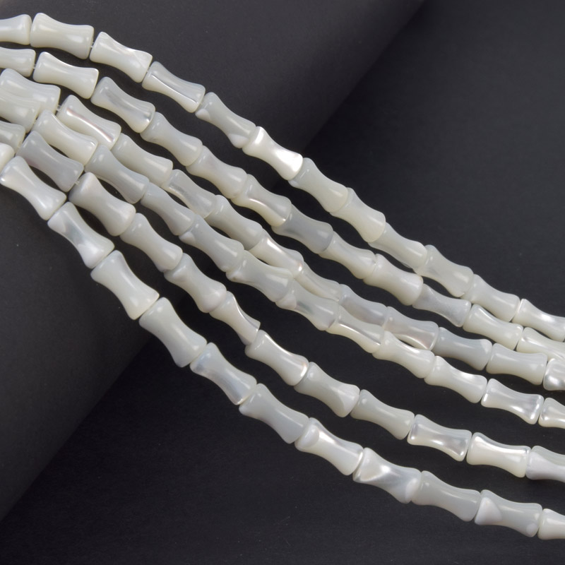 Бусины Перламутр белый, Натур. камень, 8х4 мм, Бочонок (BUS-058132)