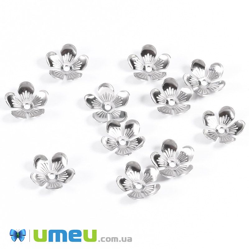 Обниматель из нержавеющей стали Цветочек, 11х3,2 мм, Темное серебро (STL-039735)