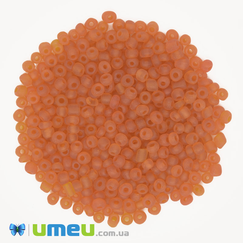Бісер китайський великий, 6/0, Помаранчевий прозорий матовий, 4 мм (BIS-039272)