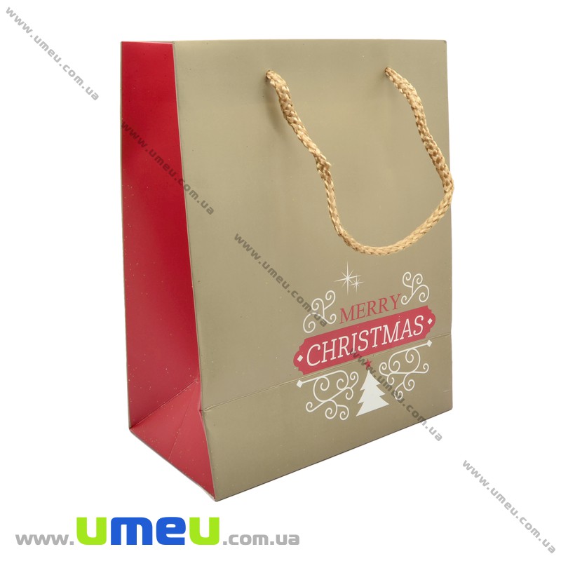 Подарочный пакет Глиттерный, 23х18х10 см, Золотистый (UPK-023394)