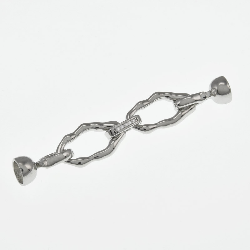 Застібка, 60х10 мм, Латунь з покриттям Родій, Куб. цирконій (ZAM-058484)