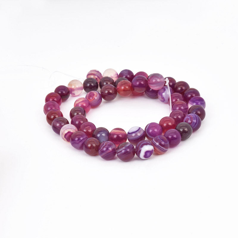 Намистини Агат малиновий, Натур. камінь, 8 мм, Круглі (BUS-058069)