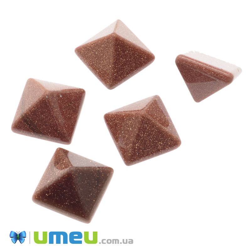 Кабошон нат. камінь Авантюрин Золотий пісок, Піраміда, 14х14х10 мм (KAB-042754)