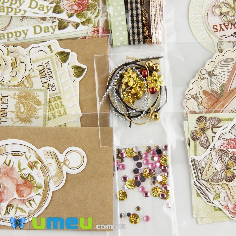 Набор скрапбукинга для изготовления 6-ти мини-открыток с конвертами (DIF-032719)