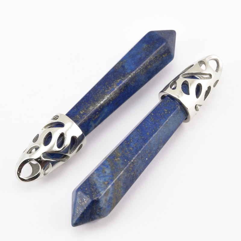 Підвіска Кристал, Натур. камінь Ляпіс Лазурит, 58х10 мм (POD-058615)