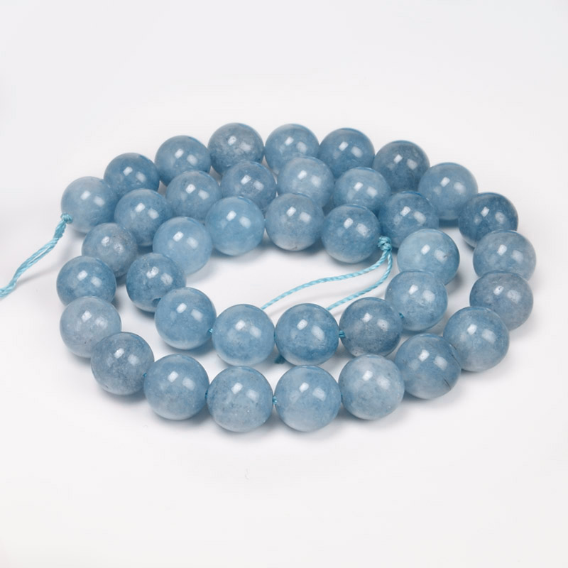 Намистини Аквамарин, Натур. камінь, 10 мм, Круглі (BUS-057859)