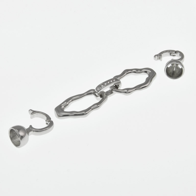 Застёжка, 60х10 мм, Латунь с покрытием Родий, Куб. цирконий (ZAM-058484)