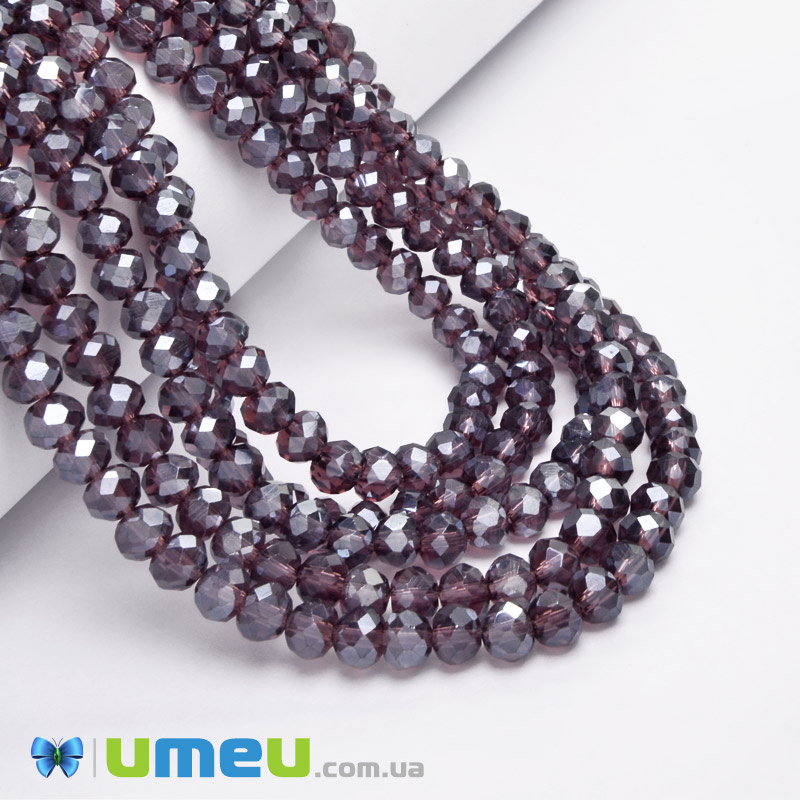 Намистини ронделі, 6х5 мм, Фіолетові (BUS-049263)