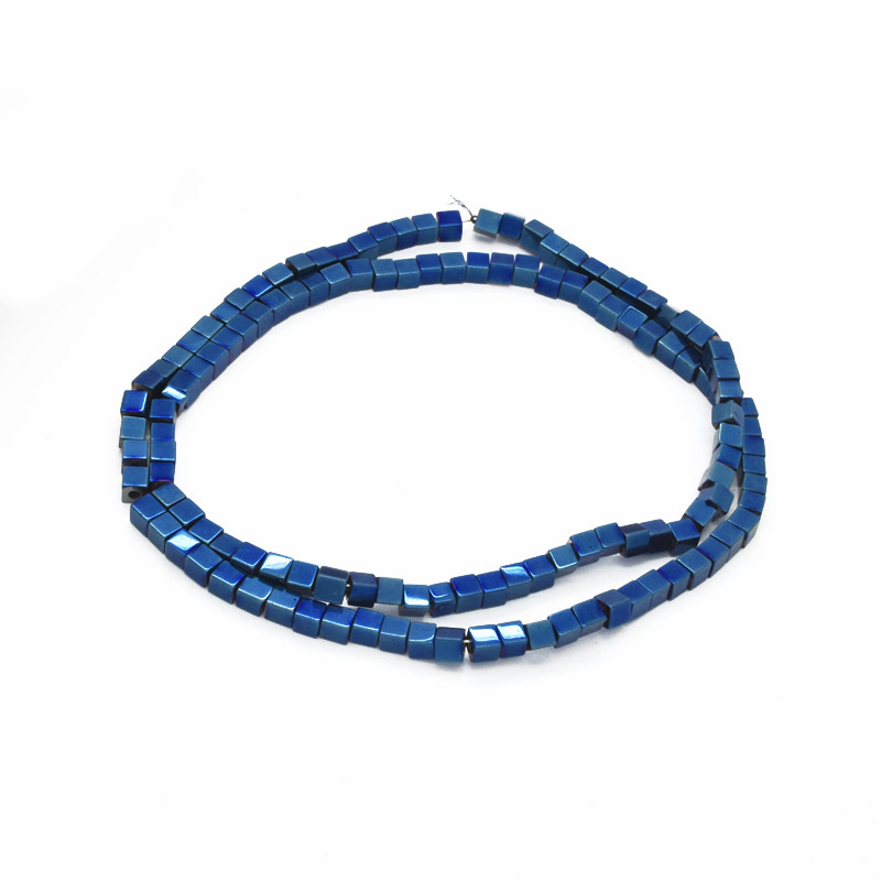 Намистини Гематит, Натур. камінь, Кубик, 3х3х3 мм, Сині (BUS-051754)