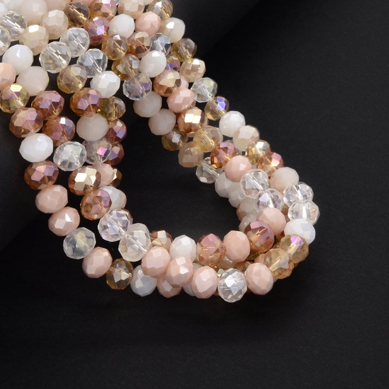 Намистини ронделі, 8х6 мм, Мікс золотисто-бежевий (BUS-052169)