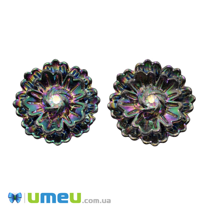 Кабошон із полімерної глини, Квітка сіра, 25 мм (KAB-050793)