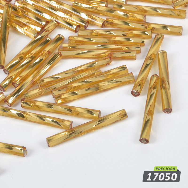 Бісер чеський Стеклярус 20 мм, №17050, Золотистий блискучий скручений (BIS-058918)