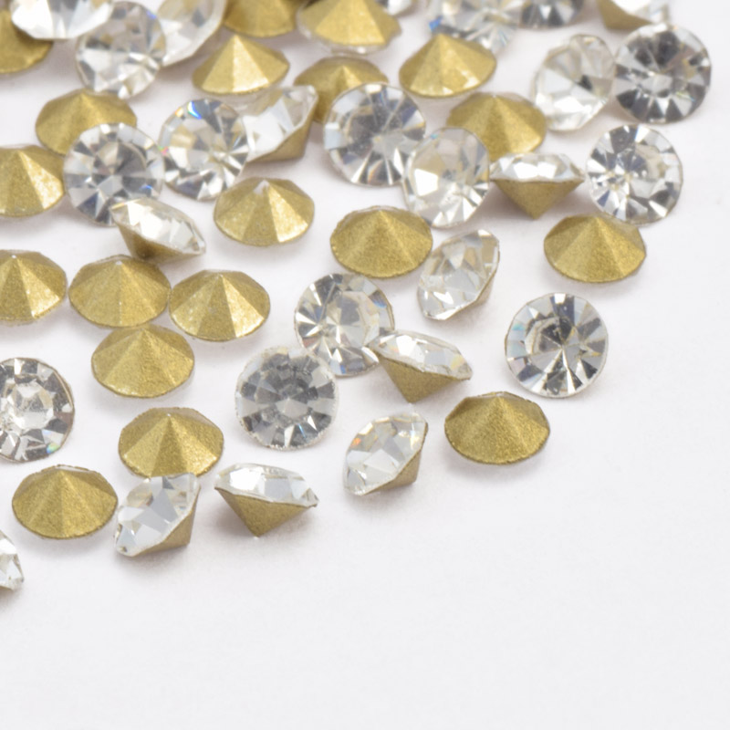 Стрази скляні конусні SS11 (3,0 мм), Білі (STR-059350)