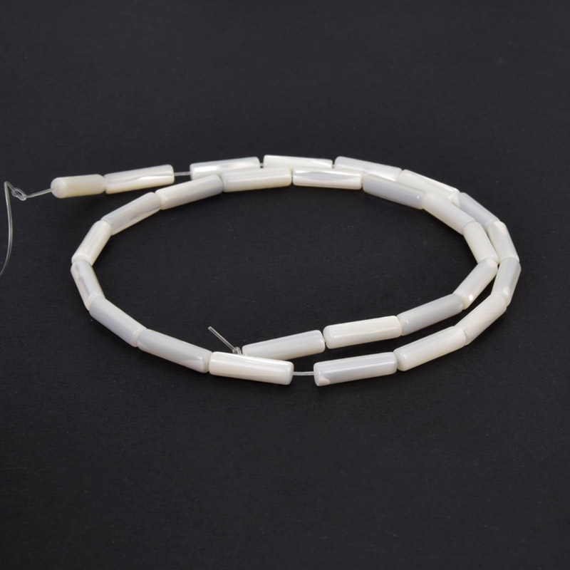 Бусины Перламутр белый, Натур. камень, 14х4 мм, Бочонок (BUS-058123)