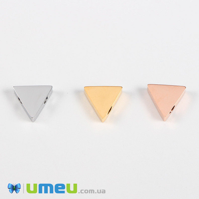 Бусина из нержавеющей стали Треугольник, 8х8х8 мм, Розовое золото (STL-044592)