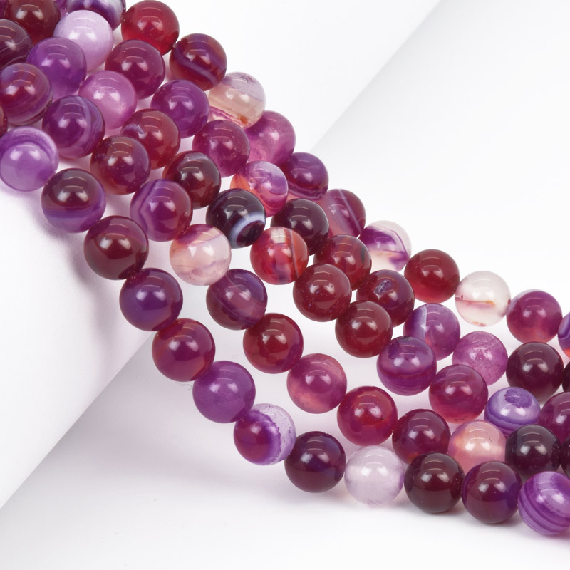 Намистини Агат малиновий, Натур. камінь, 8 мм, Круглі (BUS-058069)