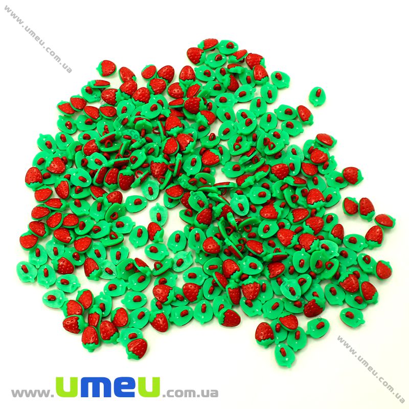 Гудзик пластиковий на ніжці Полуничка, 15х11х8 мм, Червоний (PUG-008960)