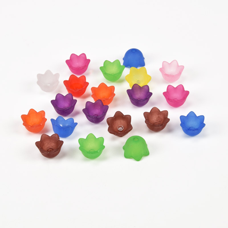 Намистини пластикові Квітка, 10х6 мм, Мікс (BUS-057160)