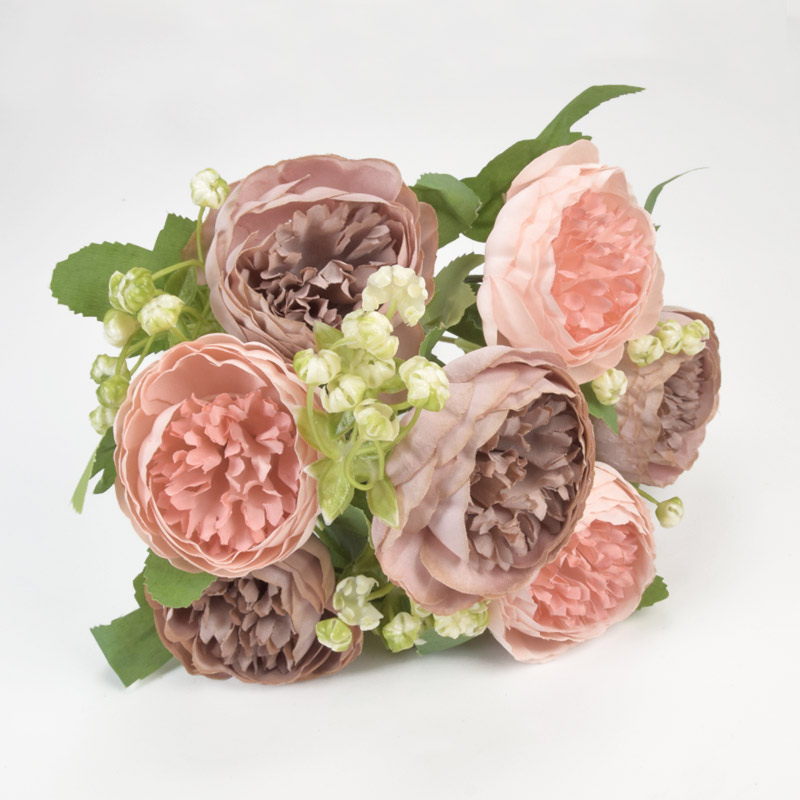 Букет пионов с гипсофилою, 29 см, Розовый (DIF-057586)