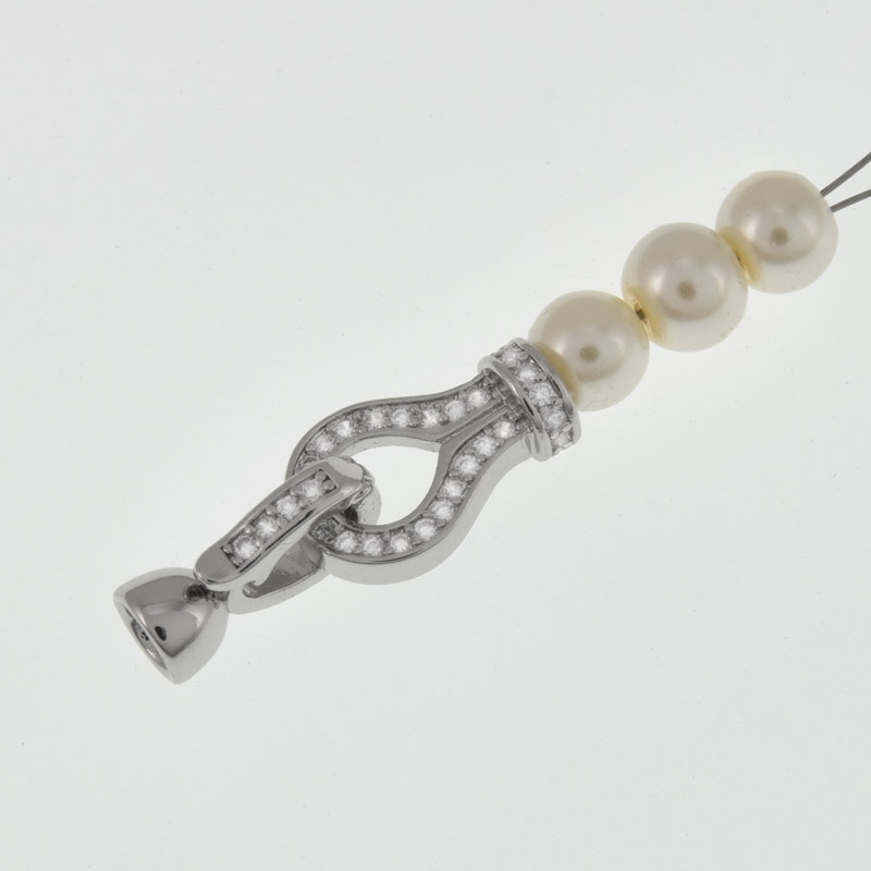 Застёжка, 23х9,5 мм, Латунь с покрытием Родий, Куб. цирконий (ZAM-060839)