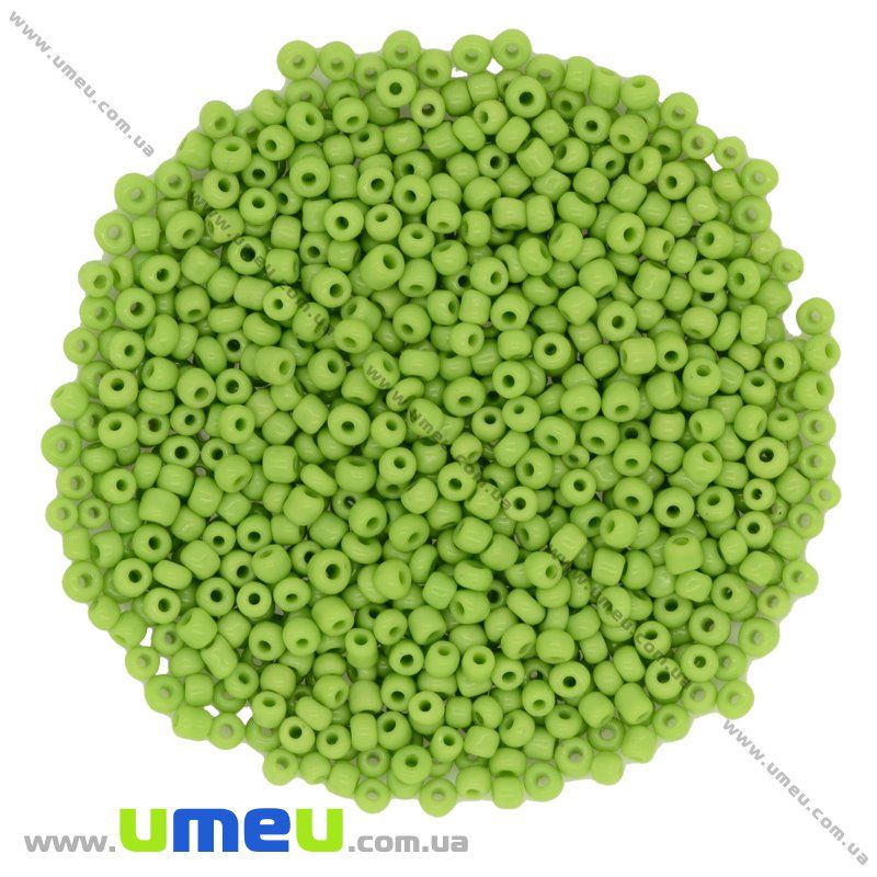 Бісер китайський середній, 8/0, Салатовий натуральний, 3 мм (BIS-009171)