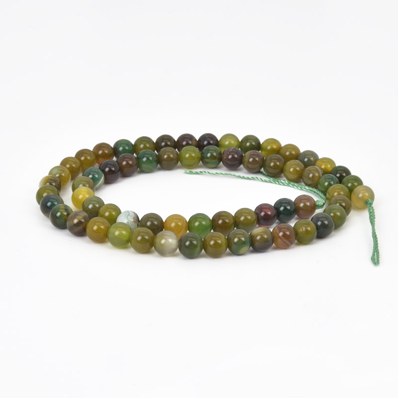 Намистини Агат оливковий, Натур. камінь, 6 мм, Круглі (BUS-058073)