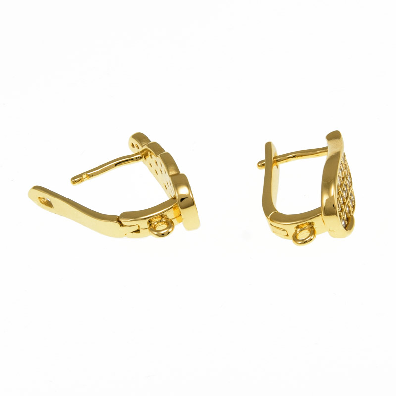 Швензы, Латунь с покрытием 18 kt, Стрази куб. цирконий, 19х10х7 мм (OSN-059063)