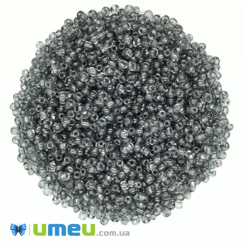 Бісер китайський середній, 8/0, Сірий прозорий, 3 мм (BIS-037661)