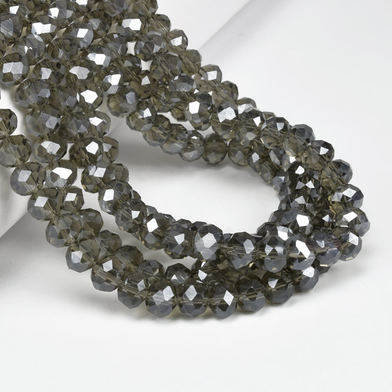 Намистини ронделі, 8х6 мм, Сірі (BUS-057141)