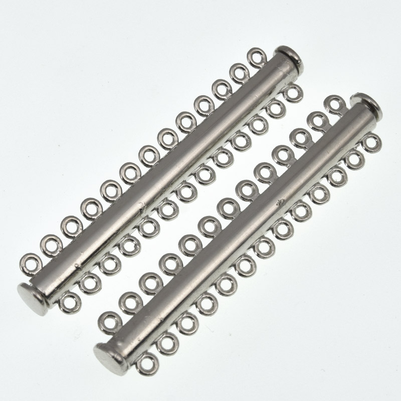 Магнітний замок-слайдер на 13 ниток, 2 сорт, Темне срібло, 72х13, 5х7 мм (ZAM-056848)