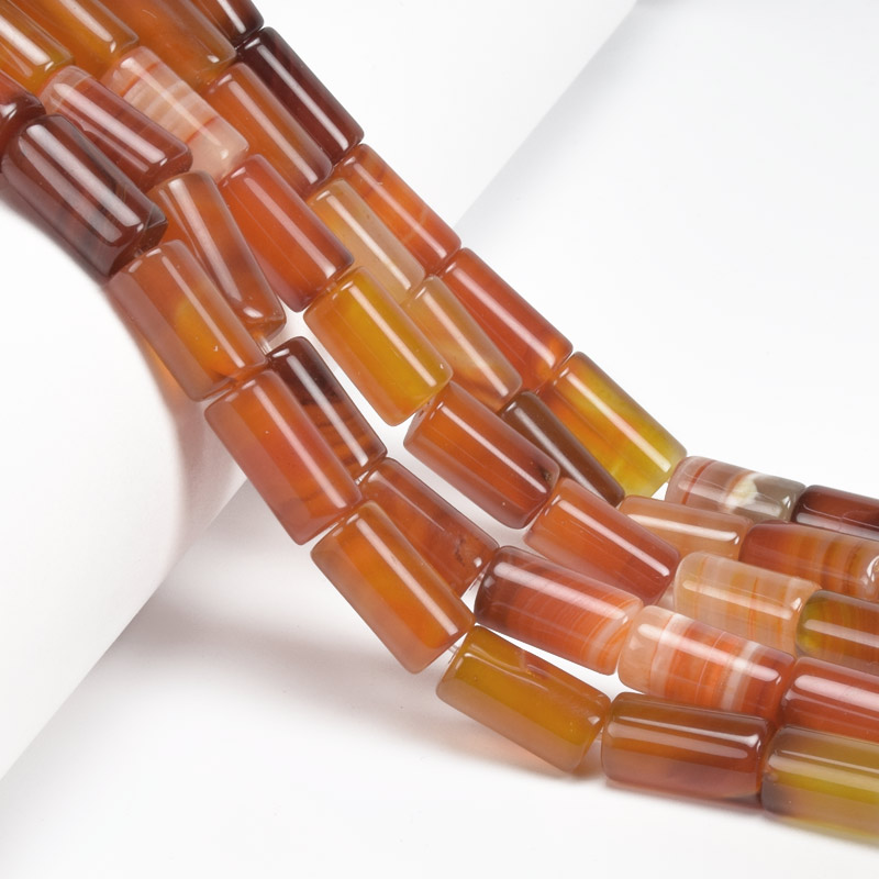 Намистини Агат червоний, Натур. камінь, 14-17 мм, Бочонок (BUS-057176)