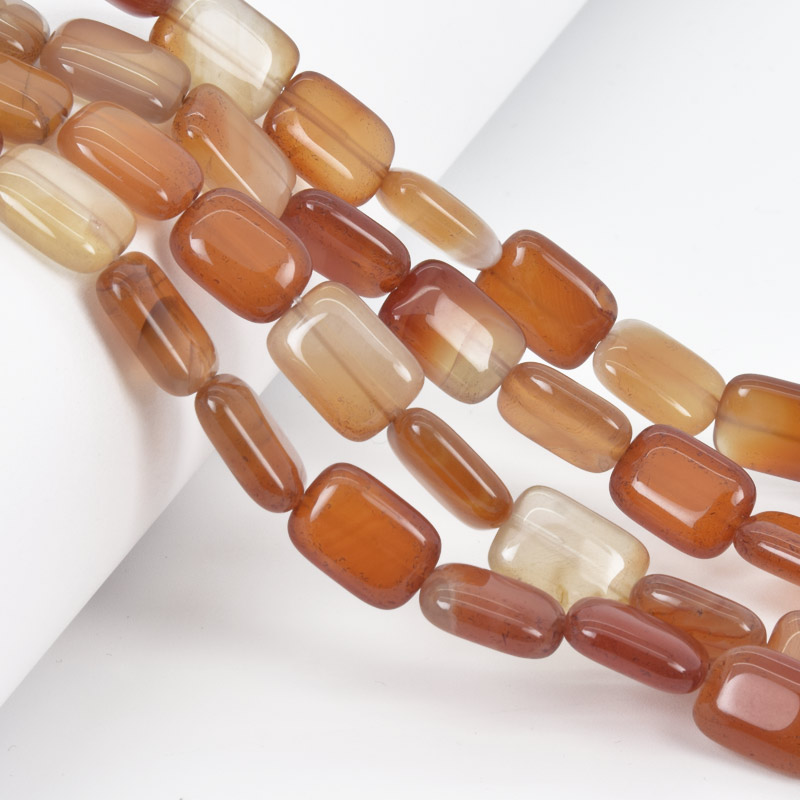 Намистини Агат червоний, Натур. камінь, 14х10 мм, Прямокутник, 20 см (BUS-057984)