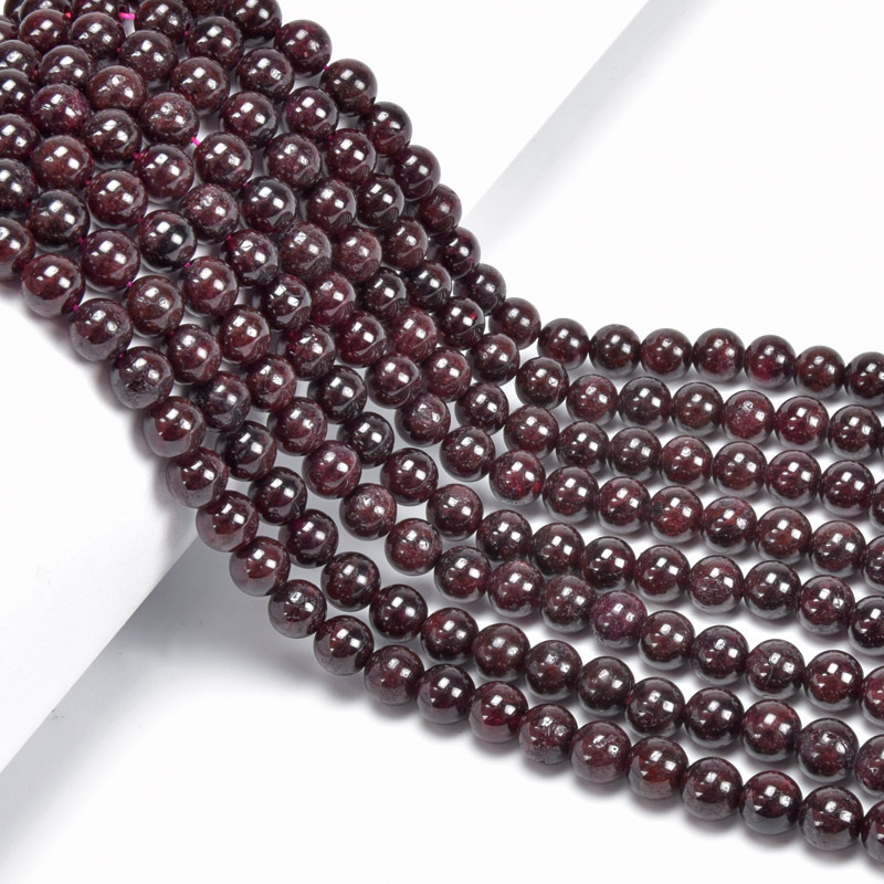 Бусины Гранат, Натур. камень, 6 мм, Круглые, 19 см (BUS-060930)