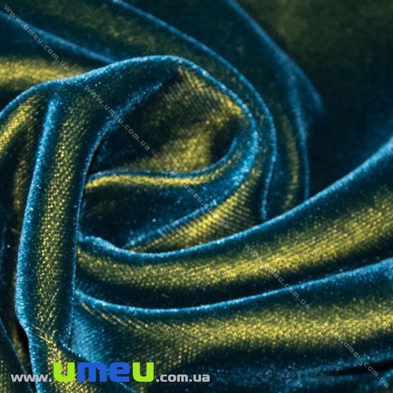 Бархат итальянский шелковый, Ширина 20 см, Зеленый хамелеон (TKN-036621)