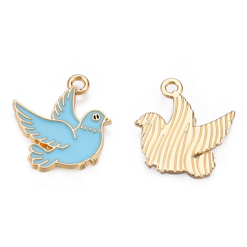 Подвеска метал. Голубь Мира голубой, 20х18 мм, Золото (POD-053636)