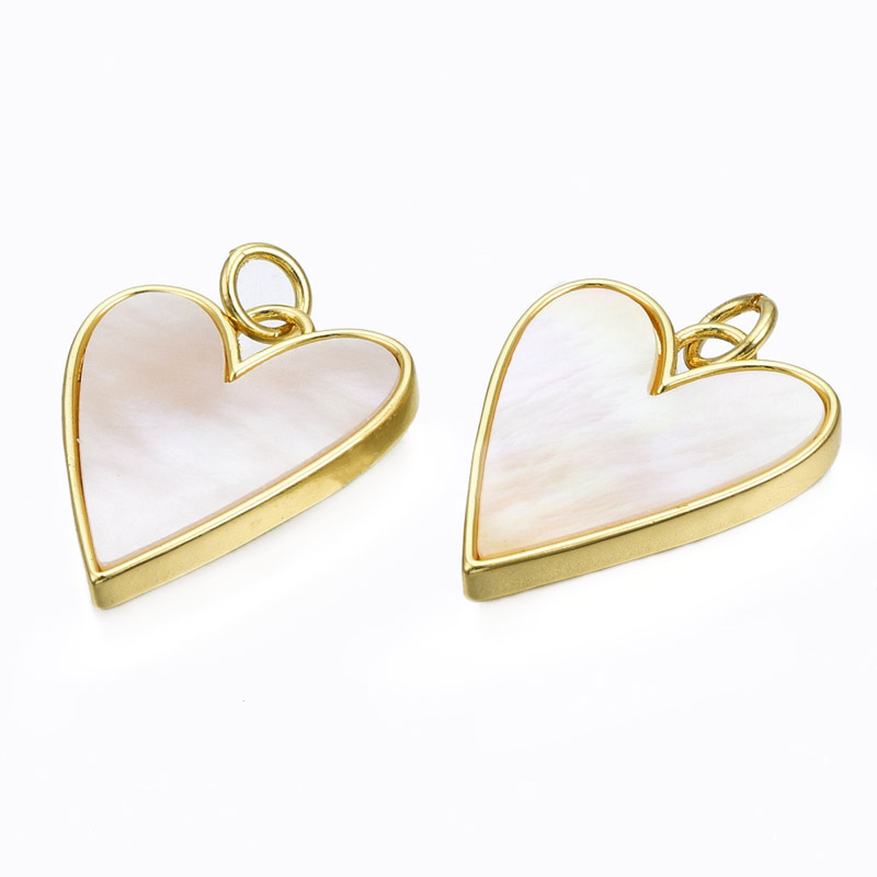 Подвеска мет. с перламутром, Сердце, 21х17 мм, Покрытие 16 kt (POD-056176)