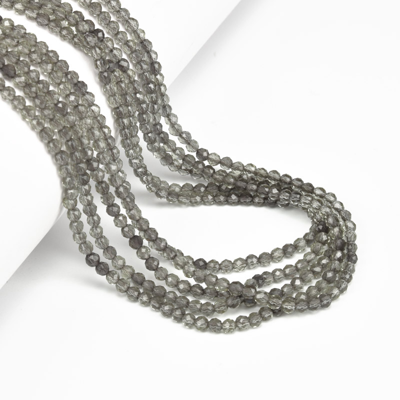 Намистини Обсидіан, Натур. камінь, 3 мм, Круглі грановані (BUS-054302)