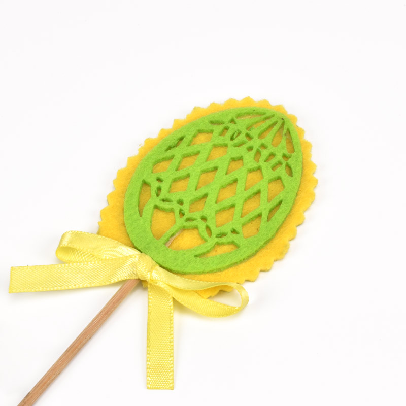 Декоративное изделие из фетра топер "Кружевное яйцо", 7х5 см, Зеленый (FLT-057133)