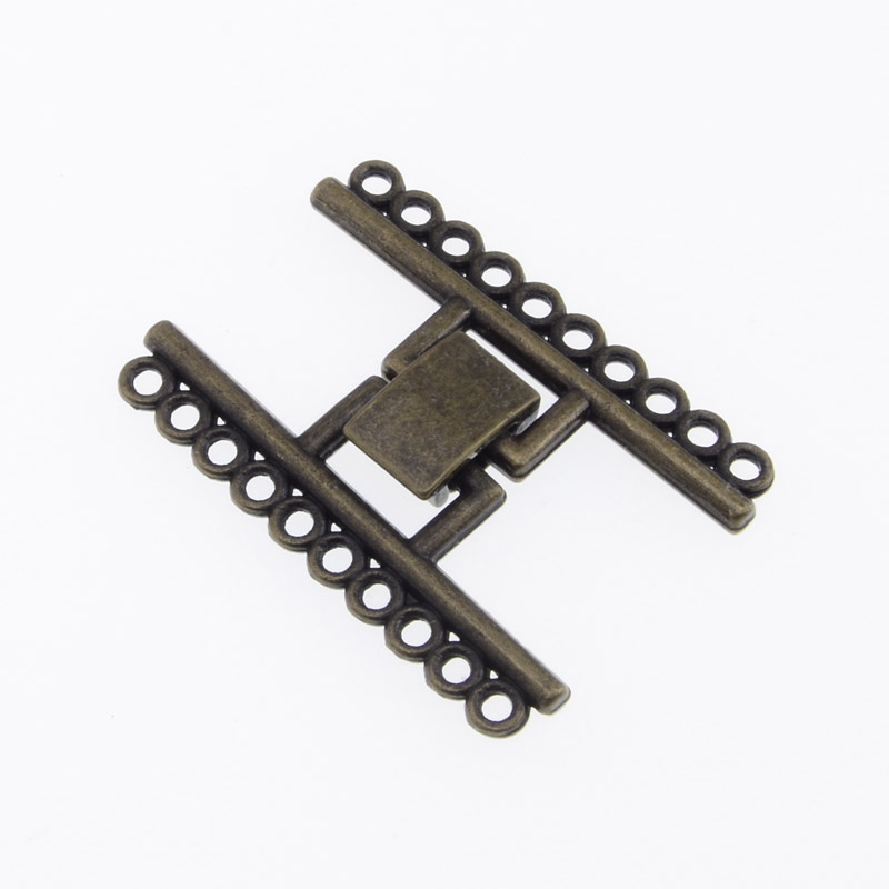 Застёжка на 10 нитей, 24х32 мм, Античная бронза (ZAM-055689)