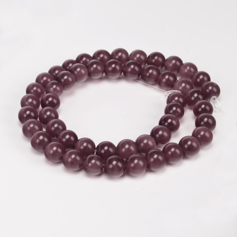 Намистини Котяче око, Синт. камінь, 8 мм, Гранатові, Круглі (BUS-054264)