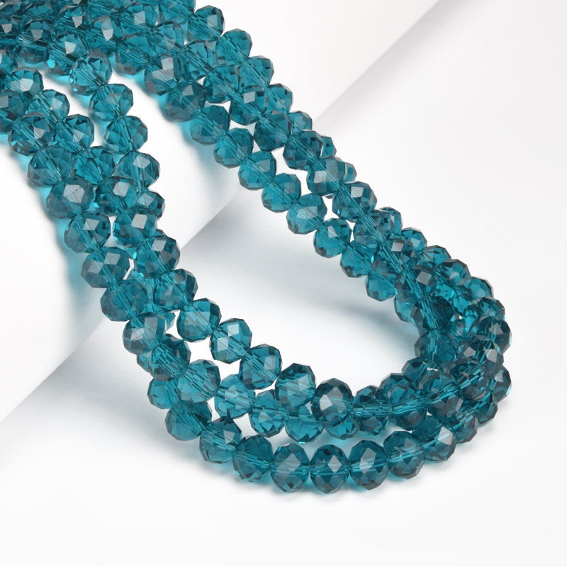 Намистини ронделі, 8х6 мм, Бірюзові (BUS-057150)