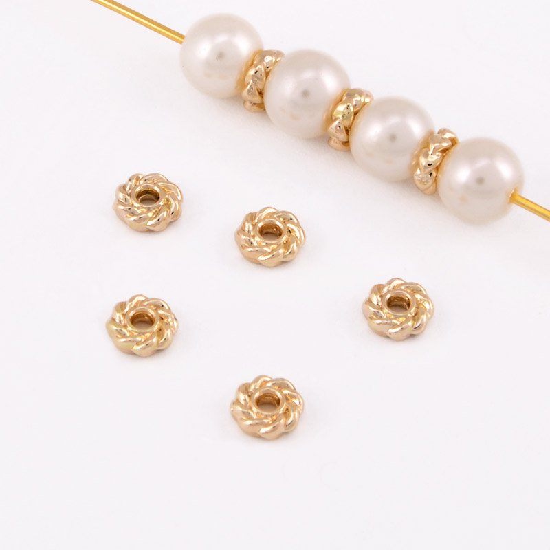 Намистини-розділювачі, 5х1,7 мм, Латунь з покриттям 14 kt (BUS-055839)